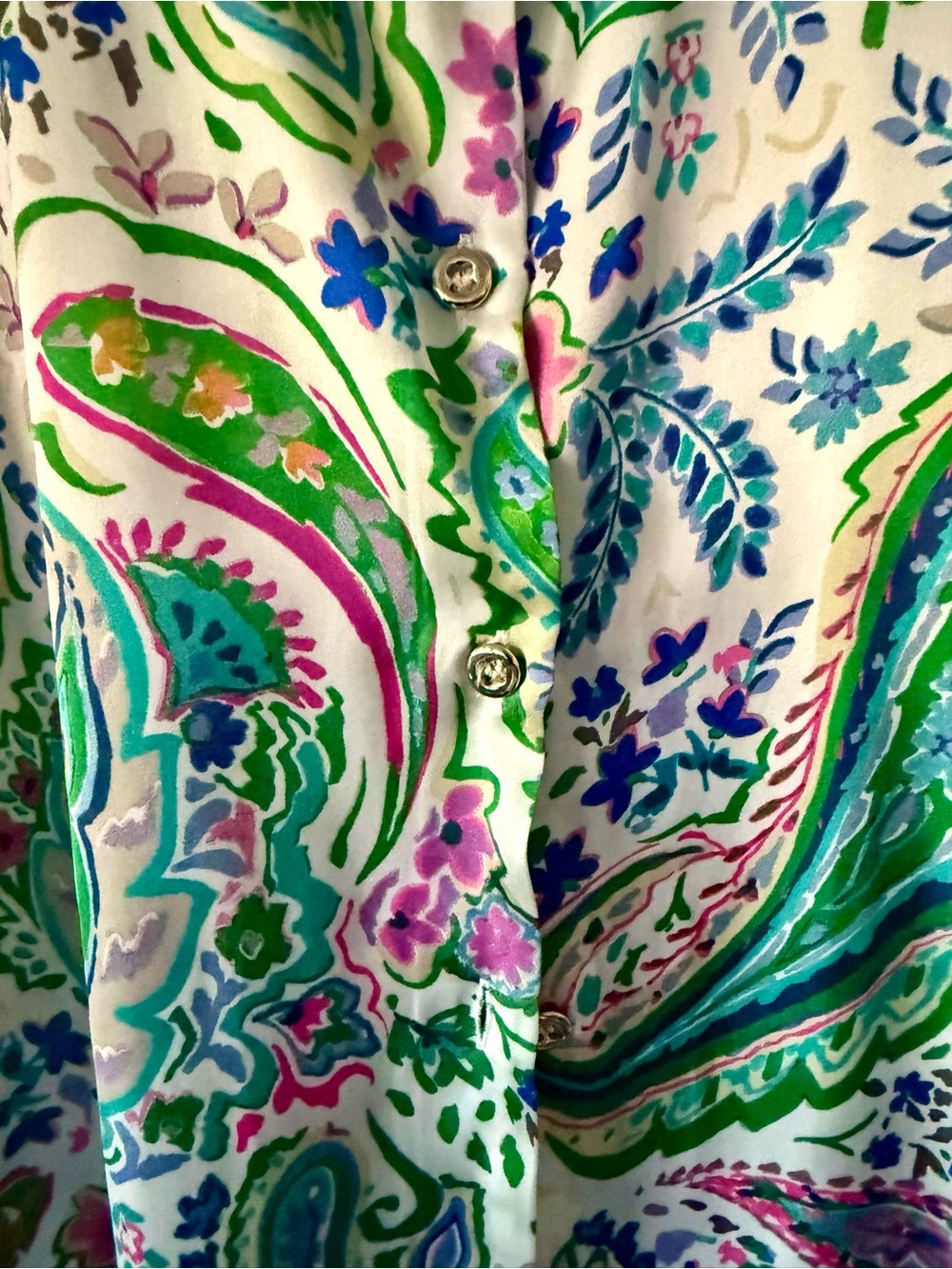 Zara Green & White Paisley Button-Down Shirt - Picture 6 of 6